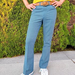 Vintage 1970s Blue and Black Houndstooth Lee Pants 35x33