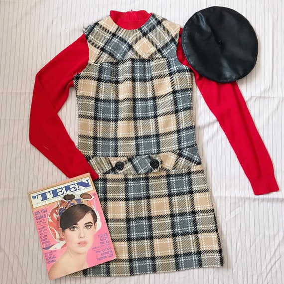 VTG 1960s "Teena Paige" Mod Tartan Dress
