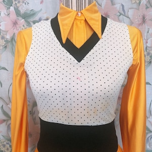 Vintage 1970s Polka Dot Vest Black and White