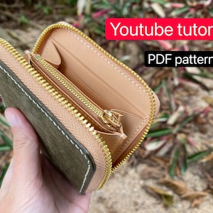 Patrón PDF cartera corta cremallera cuero - bricolaje cuero - patrón cuero - tutorial youtube