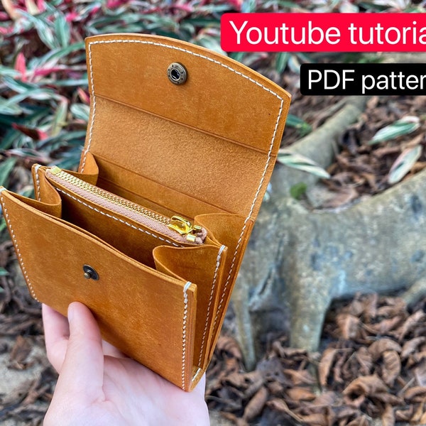 PDF pattern leather short wallet - leather DIY - leather pattern - Youtube tutorial