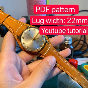 PDF pattern leather watch full bund strap (Lug Width: 22mm)