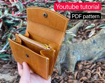 PDF pattern leather short wallet - leather DIY - leather pattern - Youtube tutorial