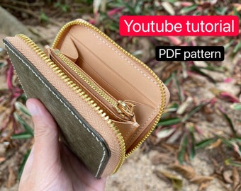 PDF pattern leather zip short wallet - leather DIY - leather pattern - Youtube tutorial