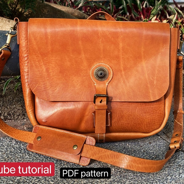 PDF pattern leather mail bag/ messenger bag- leather DIY - leather pattern - Youtube tutorial