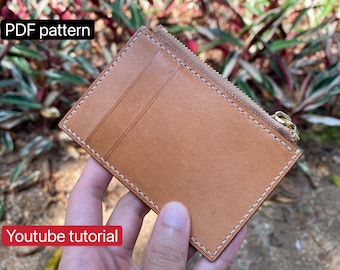 PDF pattern leather card holder - leather DIY - leather pattern - Youtube tutorial