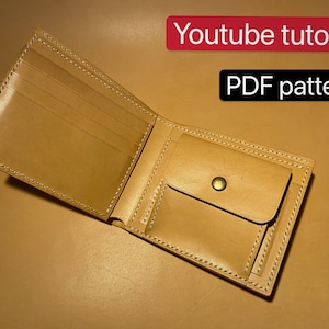 PDF pattern leather bifold wallet with coin pocket - leather DIY - leather pattern - Youtube tutorial