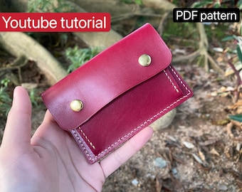 PDF pattern leather coin purse - card holder - leather DIY - leather pattern - Youtube tutorial