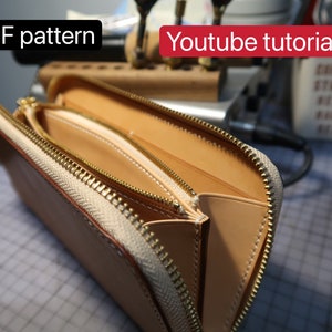 Patrón PDF cartera de cuero con cremallera larga - bricolaje de cuero - patrón de cuero - tutorial de Youtube