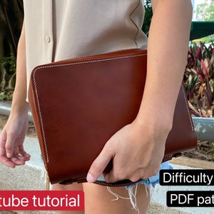 Cartera de embrague de cuero con patrón PDF / monedero - cuero DIY - patrón de cuero - tutorial de Youtube