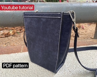 PDF pattern leather phone bag - leather DIY - leather pattern - Youtube tutorial