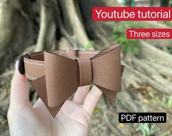 PDF pattern leather dog collar - choker - bow tie - three sizes - leather DIY - leather pattern - Youtube tutorial