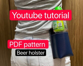 PDF pattern beer holster - leather DIY - tutorial - leather pattern - leather template - Youtube tutorial