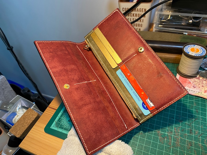 PDF Pattern Leather Long Wallet Leather DIY Leather Etsy