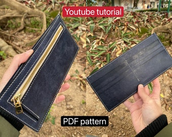 PDF-mönster läderkortsplånbok - läder DIY - lädermönster - Youtube-handledning