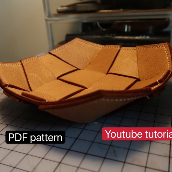 PDF pattern leather tray- leather DIY - leather pattern - Youtube tutorial
