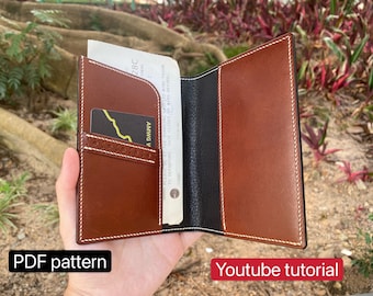 PDF pattern leather passport holder - leather DIY - leather pattern - Youtube tutorial