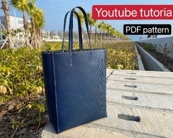 PDF pattern leather tote bag - tote bag - leather DIY - leather pattern - Youtube tutorial