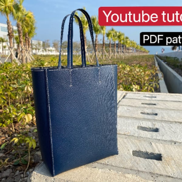 PDF pattern leather tote bag - tote bag - leather DIY - leather pattern - Youtube tutorial