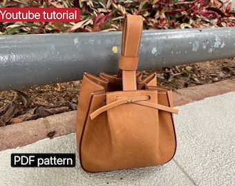 PDF pattern dumpling clutch bag - leather DIY - leather pattern - Youtube tutorial