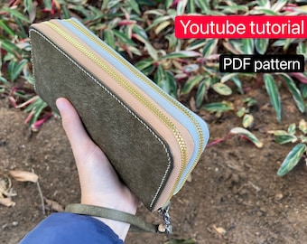 PDF pattern leather double zip wallet/ purse- leather DIY - leather pattern - Youtube tutorial
