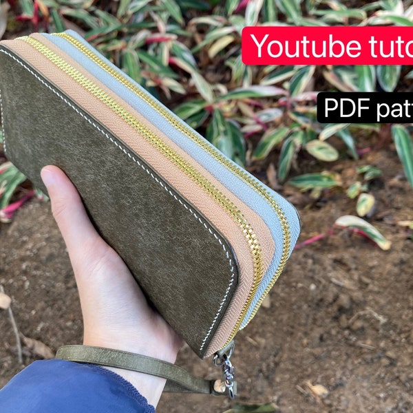 PDF pattern leather double zip wallet/ purse- leather DIY - leather pattern - Youtube tutorial