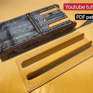 PDF pattern leather pen case (box stitching version) - leather DIY - leather pattern - Youtube tutorial