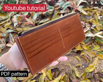 PDF-mönster läderkortsplånbok - läder DIY - lädermönster - Youtube-handledning