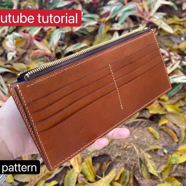 PDF pattern leather card wallet - leather DIY - leather pattern - Youtube tutorial