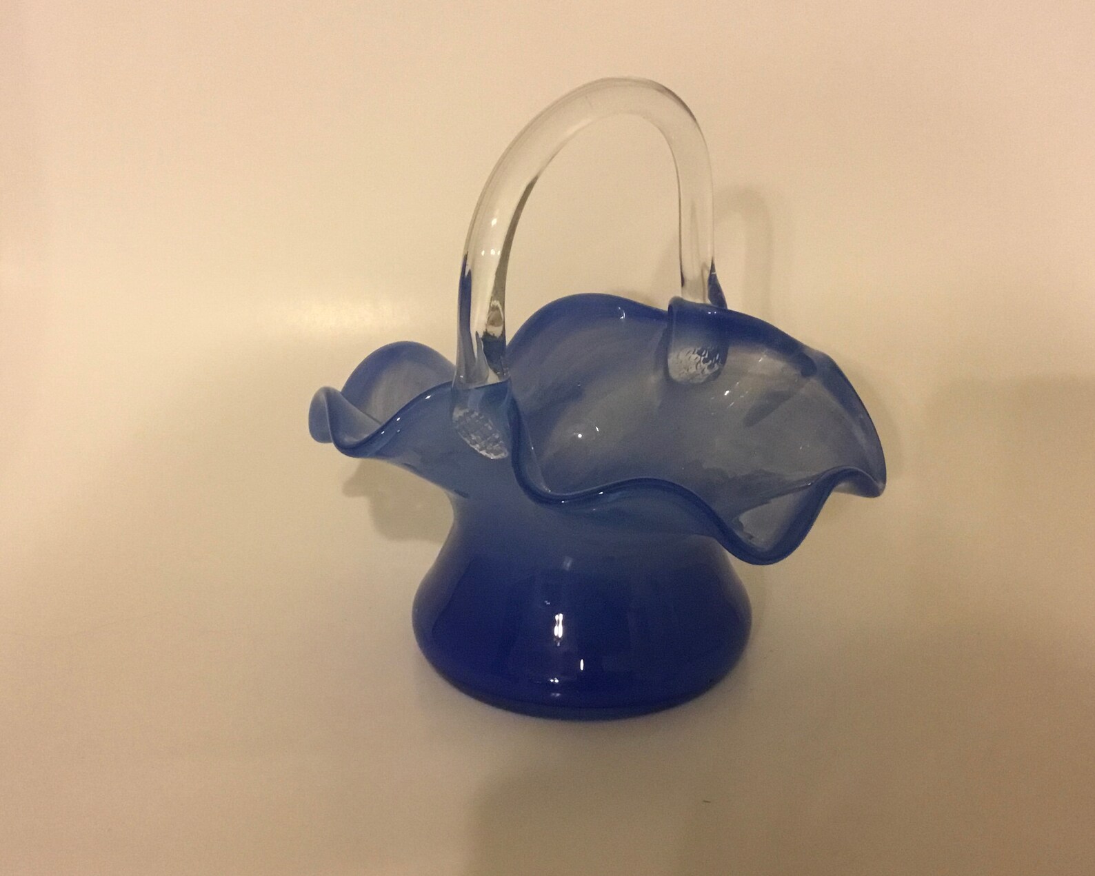 Vintage Gibson Blue Glass Basket Etsy