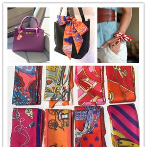 New Silk Scarf Pony Tie Bag Handle Wrap Accessories Headband Ribbon Hair Band Multi Colour