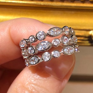 New Handmade Crystal Art Deco Vintage Channel Style Crush Full Eternity Ring