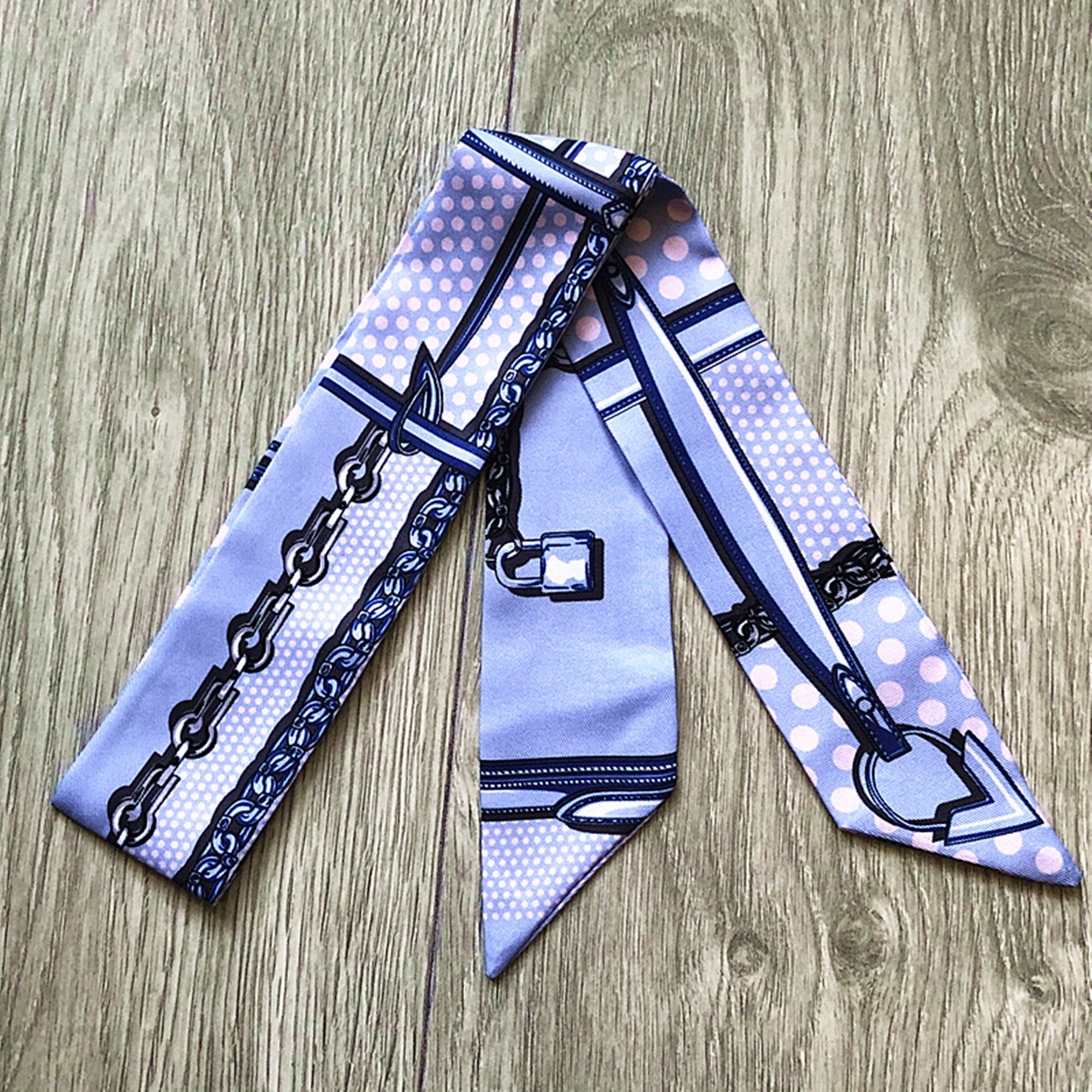 New Silk Scarf Pony Tie Bag Handle Wrap Accessories Ribbon 