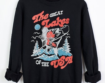 Vintage The Great Lakes Retro Inspired Graphic Sweatshirt