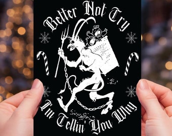 Krampus Cards Creepy Christmas Card Set Dark Christmas Scary Christmas Funny Santa Cards Sets 4.25" x 5.5" Folded Note Cards with Envelopes