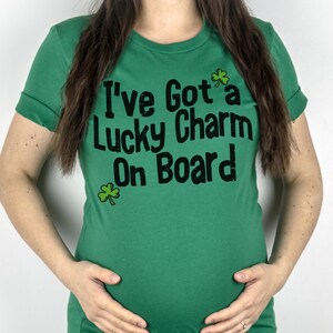 Pregnancy Announcement Shirt Couple St. Patrick&#39;s Day Shirts Pregnancy Reveal Tee Funny St Patricks Shirts I Got Lucky I Got Pregnant Shirt
