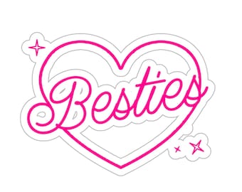 Besties Heart Sticker Best Friends Stickers Water Bottle Sticker Water Resistant Die Cut Retro Style Sticker Gift for Sister Daughter Friend