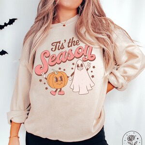 Halloween Shirt Retro Tis the Season Halloween Pumpkin Sweatshirt Halloween Ghost Crewnecks Halloween Shirts Fall Shirts Fall Sweatshirt