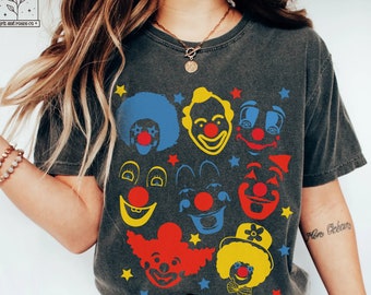Clowncore Tshirt Clown Shirts Clown Faces Funny Clowns Shirt Circus Shirt Clown Core Clown Lover T-Shirt Gift for Circus Fan Primary Colors