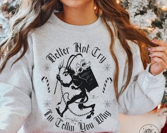 Krampus Sweatshirt Scary Christmas Crewneck Sweatshirts Spooky Christmas Tees and Hoodies Pajamas Pullover Creepy Ugly Christmas Sweaters