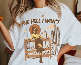 Cowgirl Shirt Western Distressed Retro Graphic Tee Cowboy Tshirt Comfort Colors T-Shirt Oversized Vintage Rodeo Tee Country Songs T Shirt