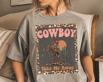 Cowgirl Shirt Western Distressed Retro Graphic Tee Cowboy Tshirt Comfort Colors T-Shirt Oversized Vintage Rodeo Tee Country Songs T Shirts