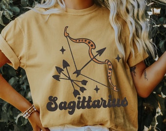 Retro Distressed Vintage Astrology Graphic Tee Zodiac Shirt Comfort Colors Tshirt Sagittarius Gift Horoscope Shirt Zodiac T Shirt Birthday