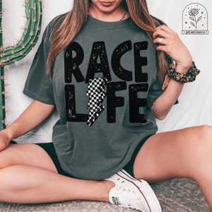 Comfort Colors Race Life Tshirt Race Track T-Shirt Racing Shirts Race Shirt Track T-Shirt Racetrack Shirt Race Track Checkered Flag Race Day
