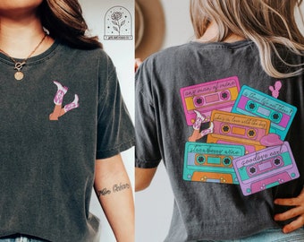 90's Retro Cowgirl Shirt Western Distressed Graphic Tee Cowboy Tshirt Comfort Colors T-Shirt Oversized Shirt Country Songs Mixtape T Shirt