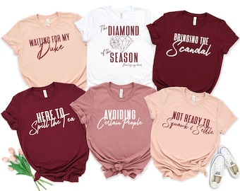 Camisetas de despedida de soltera "Diamante de la temporada", camisetas inspiradas en libros literarios, camisetas de la alta sociedad para mujer, camiseta Daphne Bridge, camiseta Lady Papers