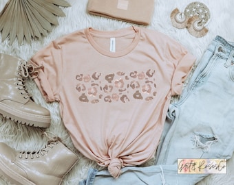 Leopard Print Shirt Womens Cheetah Print Animal Print Cute Trendy Summer Tshirt Women's Graphic Tee Cute Fall Shirt Christmas Gift for Her
