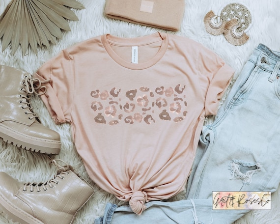 Leopard Print Shirt Womens Cheetah Print Animal Print Cute Trendy Summer Tshirt Women's Graphic Tee Cute Fall Shirt Christmas Gift for Her