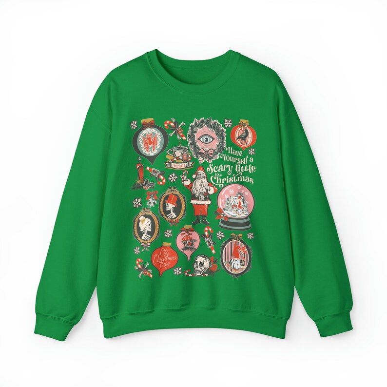 Scary Christmas Sweatshirt Victorian Gothic Christmas Shirt Goth Krampus Tshirt Dark Christmas Spooky Christmas Halloween Creepy Christmas Irish Green