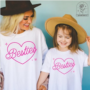 Besties Mama und ich Outfits Mama und Mini T-Shirts Mama Shirt Beste Freunde Mama Tochter Preppy Trendy Tees Geschenk für Mama Passend
